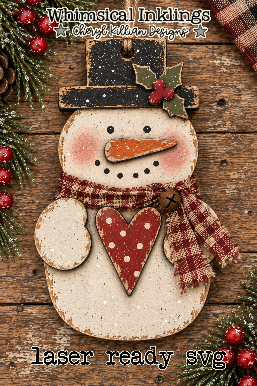 Warm Heart Snowman Ornament DIY Wood Kit