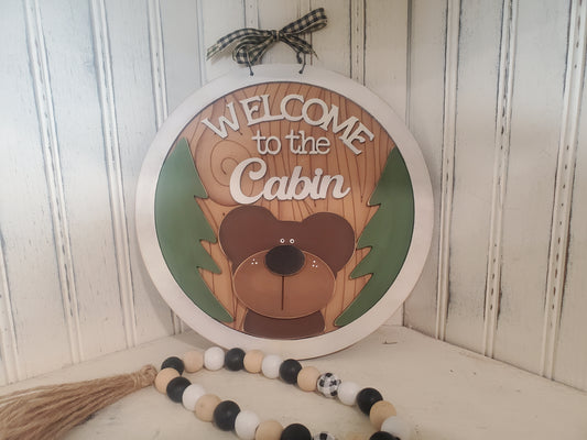 Welcome To The Cabin Round Bear Sign DIY Wood Kit