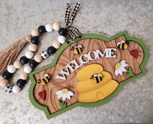 Welcome Bee Hive Sign DIY Wood Kit