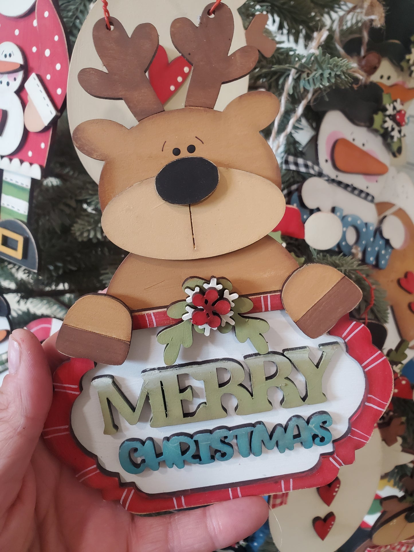 Merry Christmas Reindeer Ornament Laser SVG