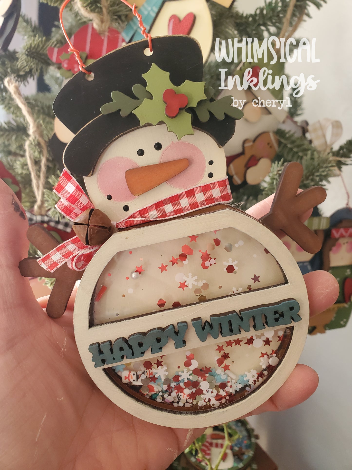 Happy Winter Snowman Shaker Ornament Laser SVG