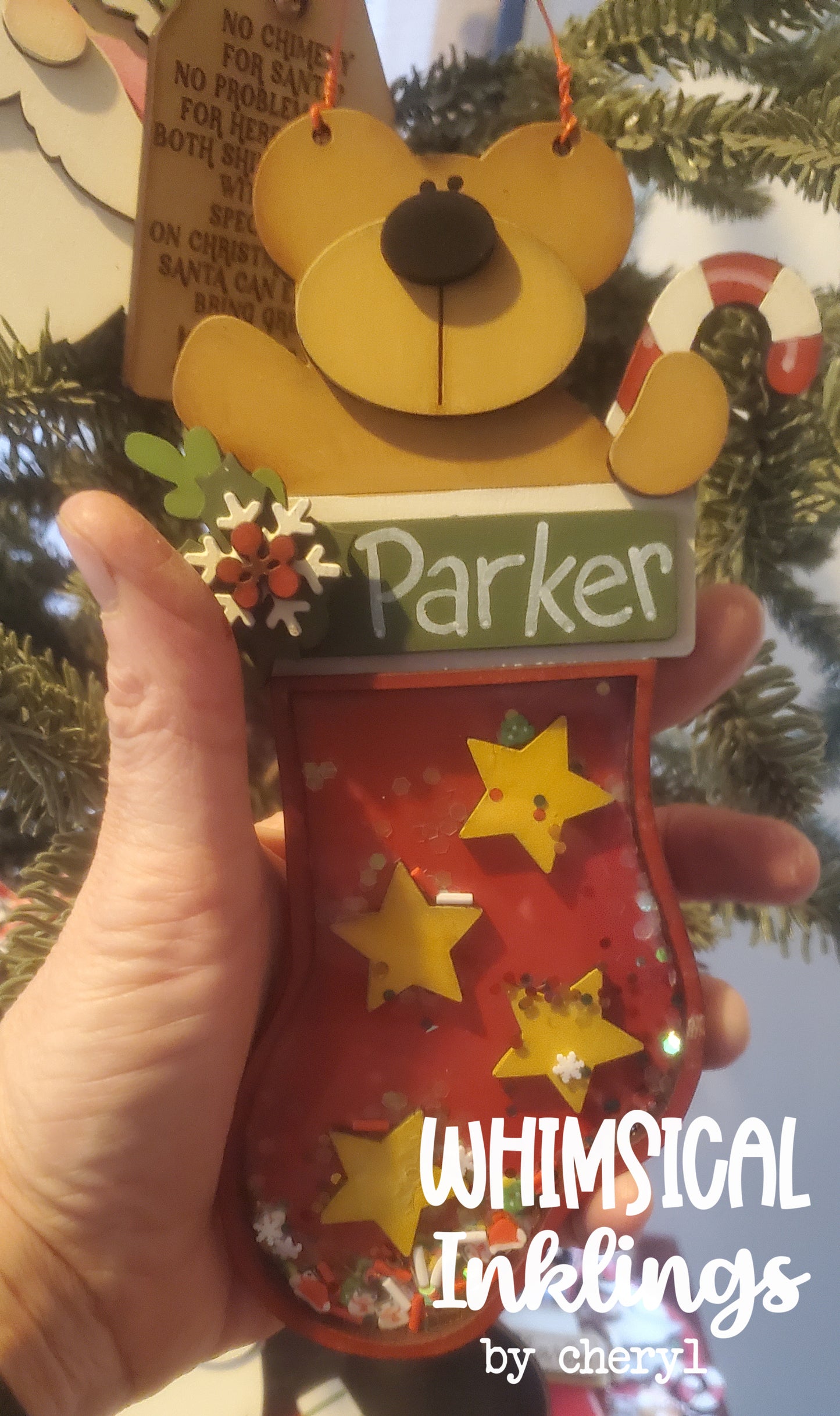 Stocking Bear Shaker Ornament Laser SVG