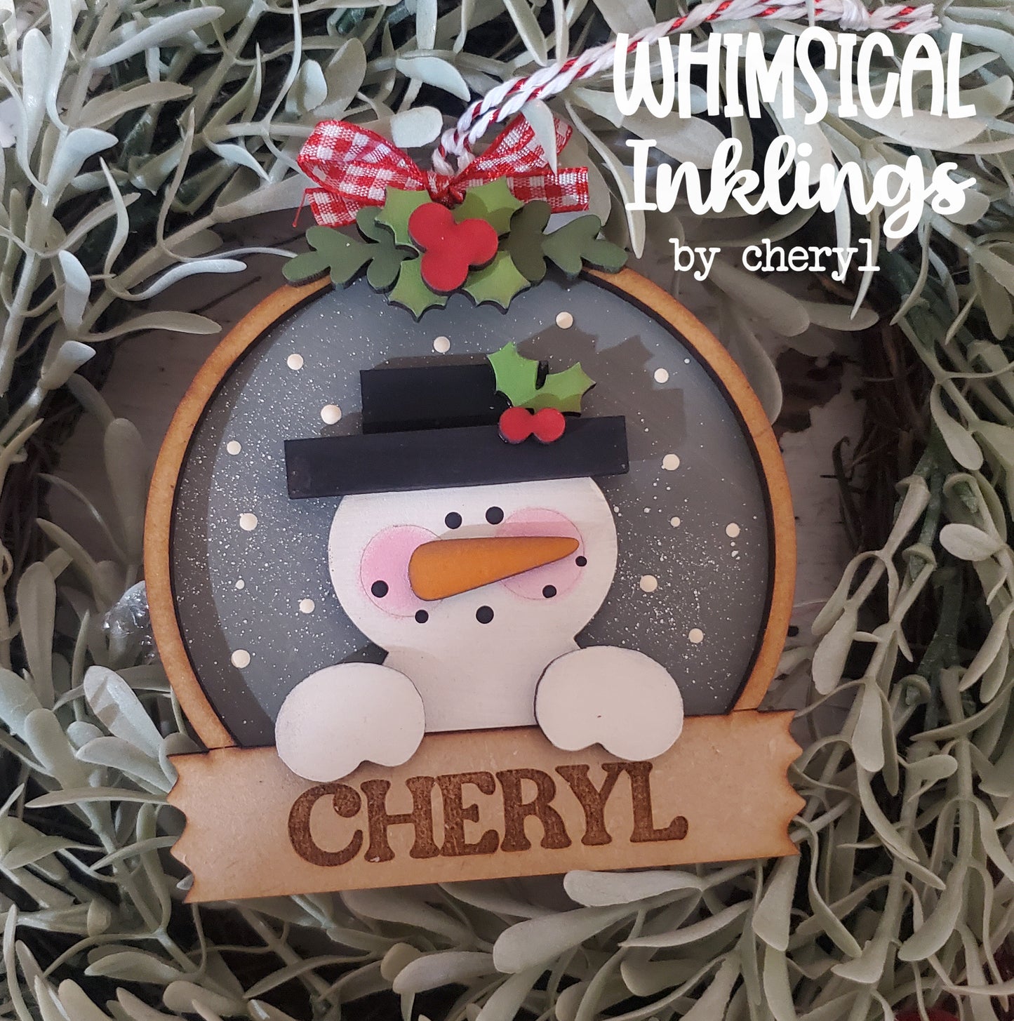 Whimsical Snowman Sign Ornament Laser SVG