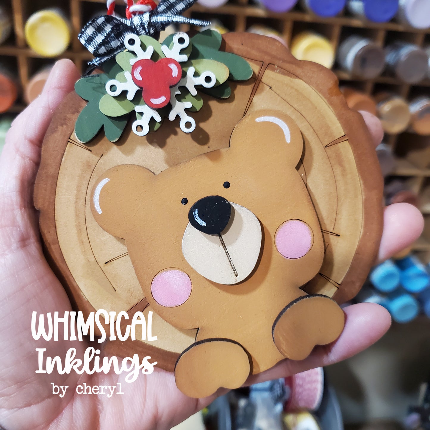 Woodland Bear Christmas Ornament Laser SVG