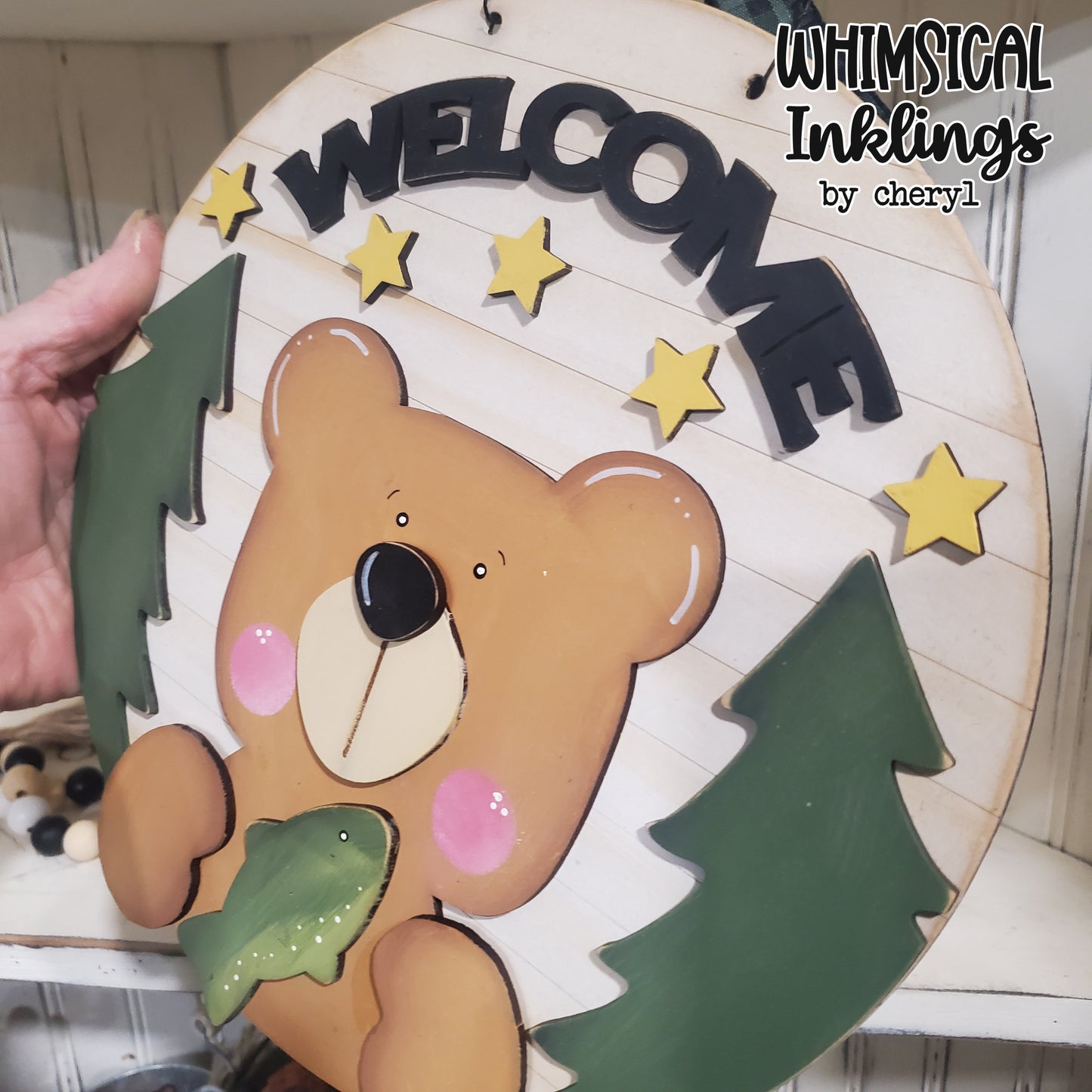 Fishing Bear Welcome Sign Laser SVG