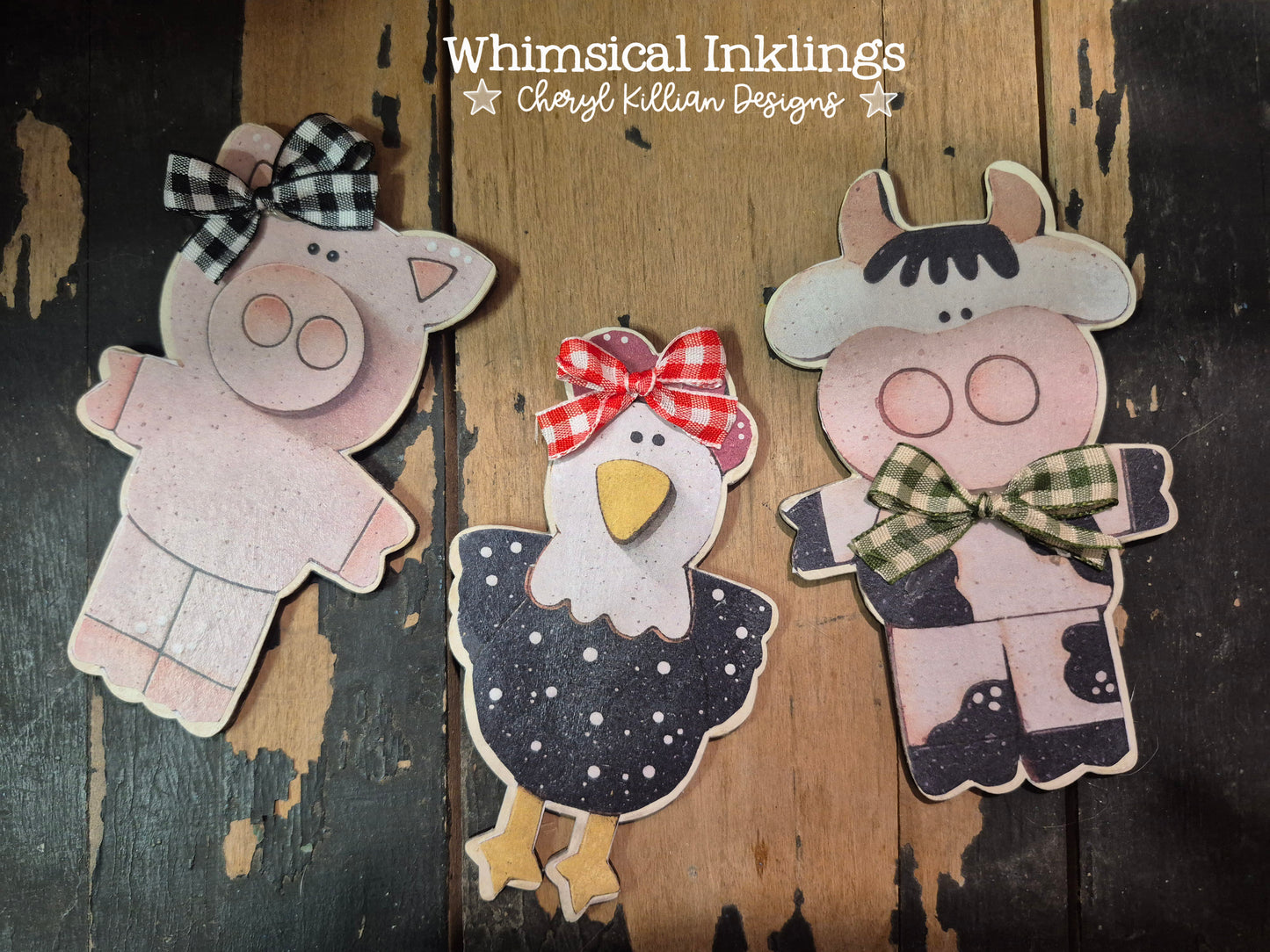 Farm Trio Magnets  Modge Podge Set wood kit