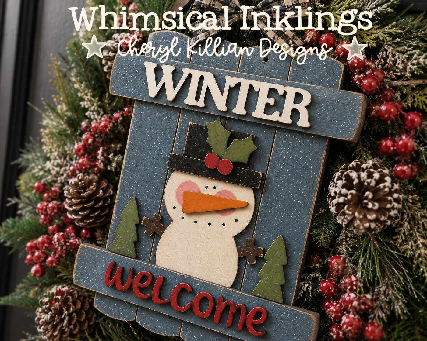 Winter Welcome Snowman Sign Laser SVG