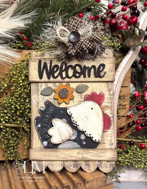 Welcome Chicken Sign DIY Wood Kit