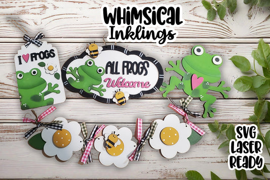 All Frogs Welcome Laser SVG| Frog Tiered Tray Laser SVG