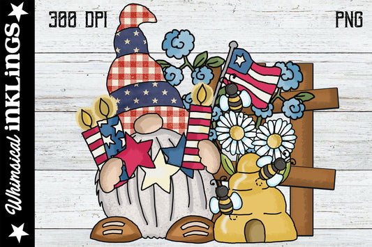 American Gnome Scene Sublimation| Patriotic Sublimation