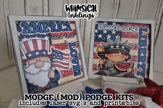 America Sign and Stand set SVG and Modge Podge Printables| laser SVG