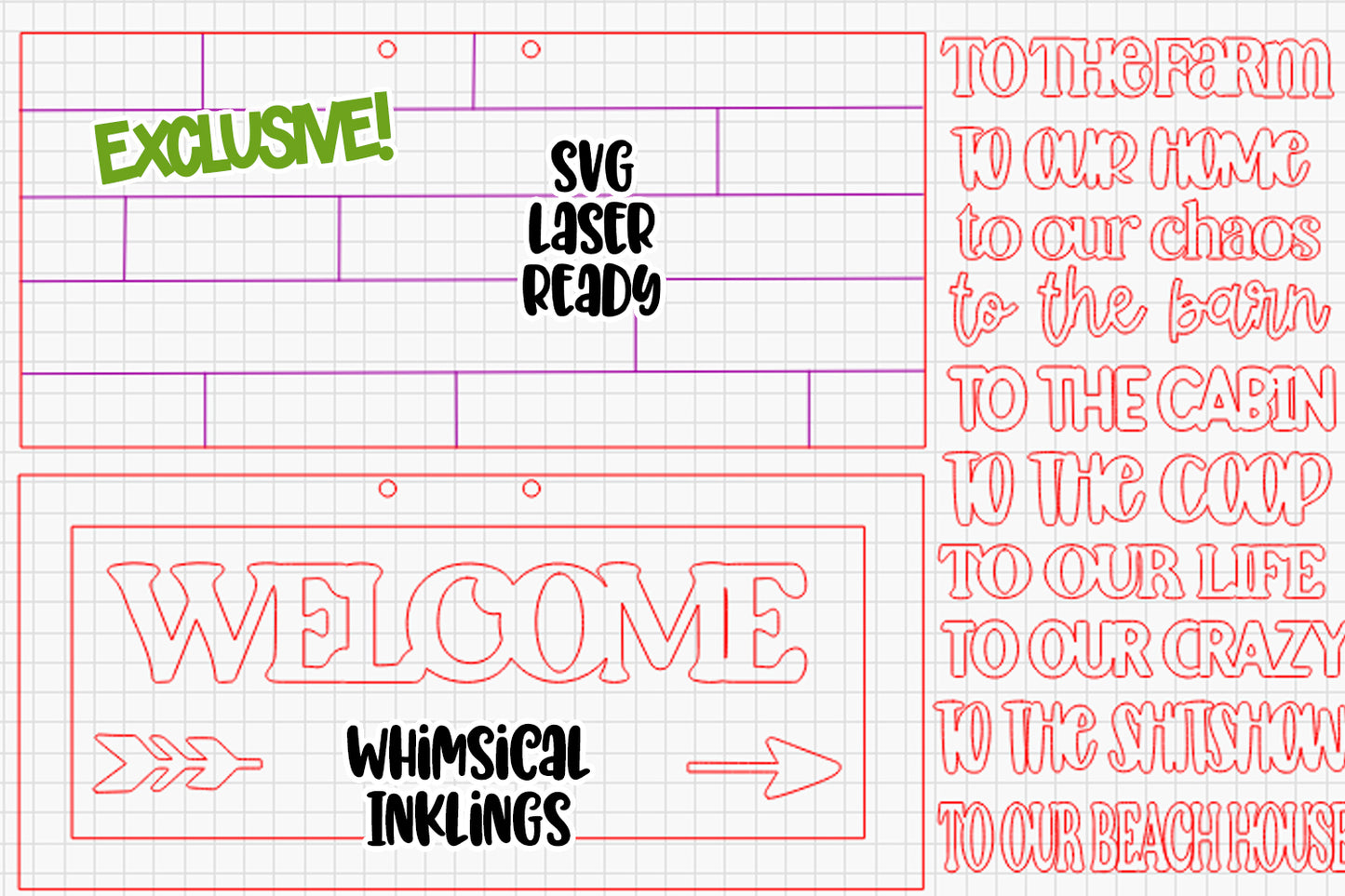 Assorted Welcome Sign Laser SVG Set