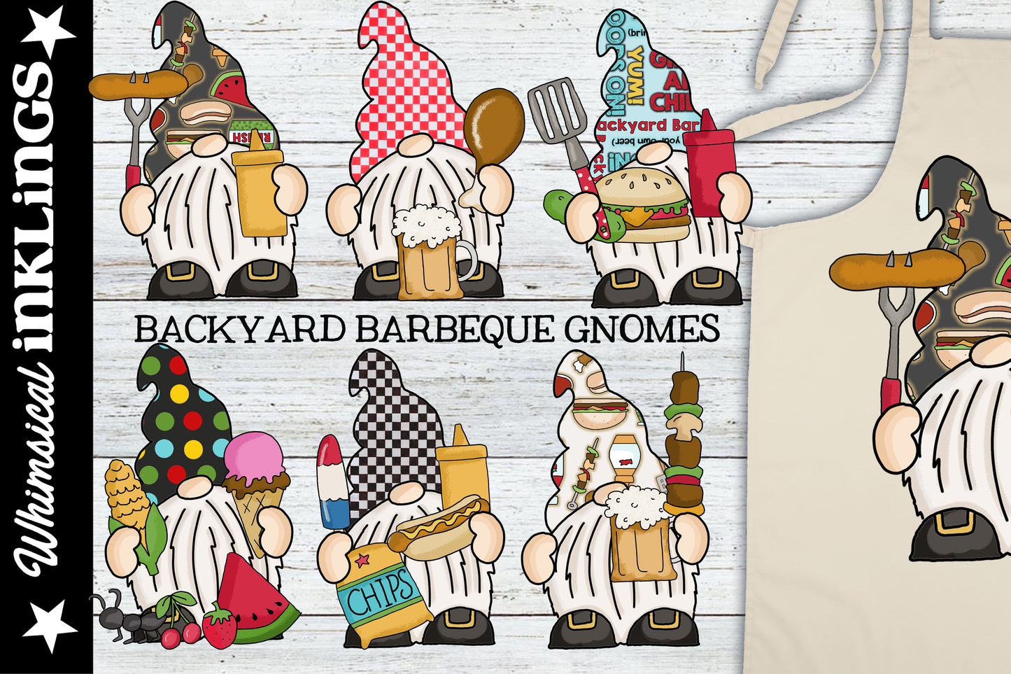 Backyard Barbeque Gnomes Sublimation Clipart| Summer