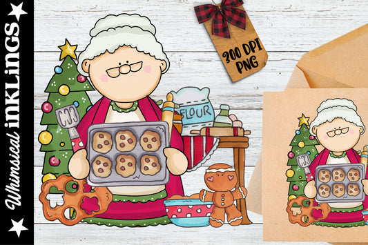 Baking Mrs Claus Sublimation| Christmas|Cookies