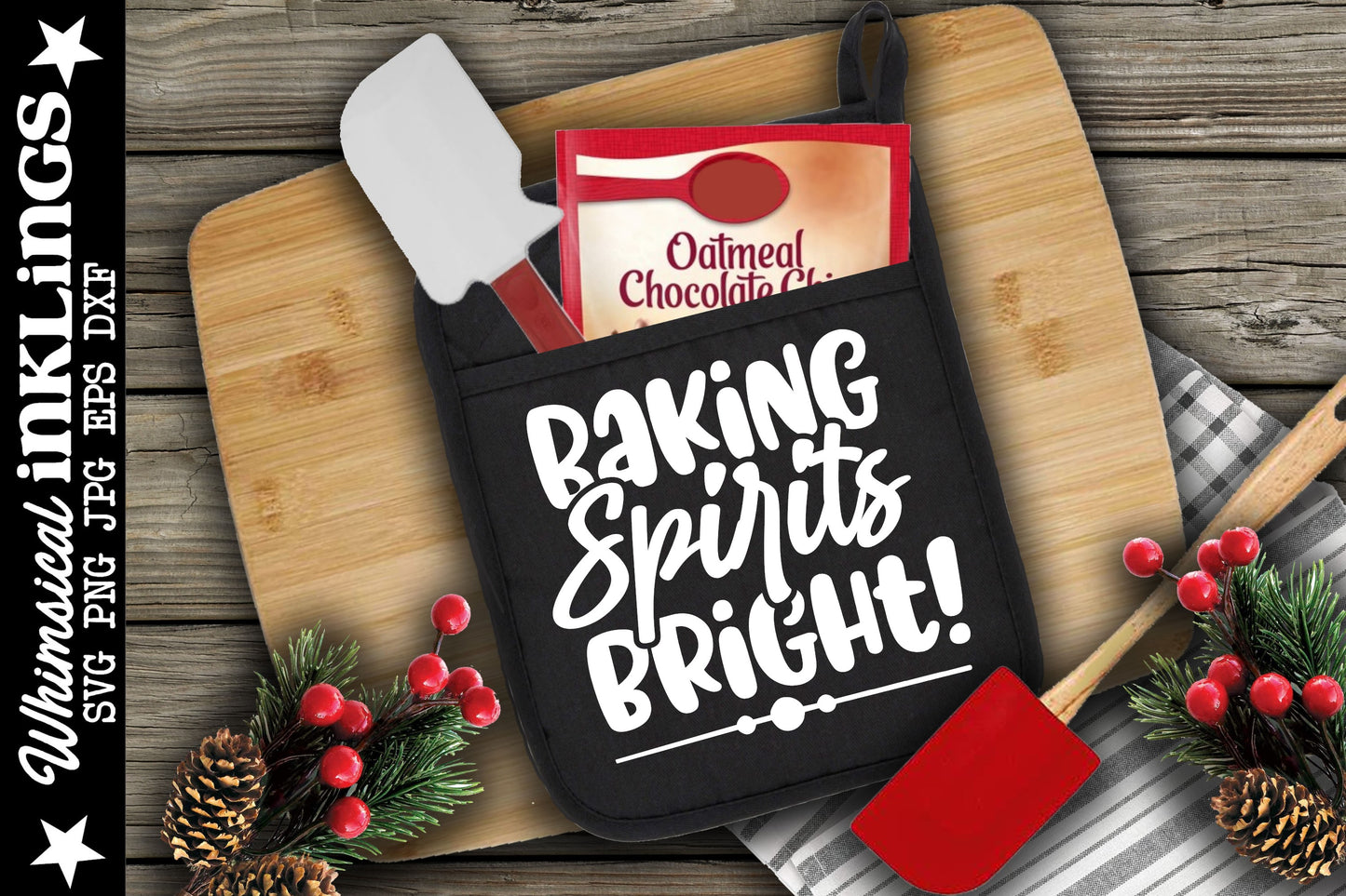 Baking Spirits Bright| Christmas SVG| Potholder SVG