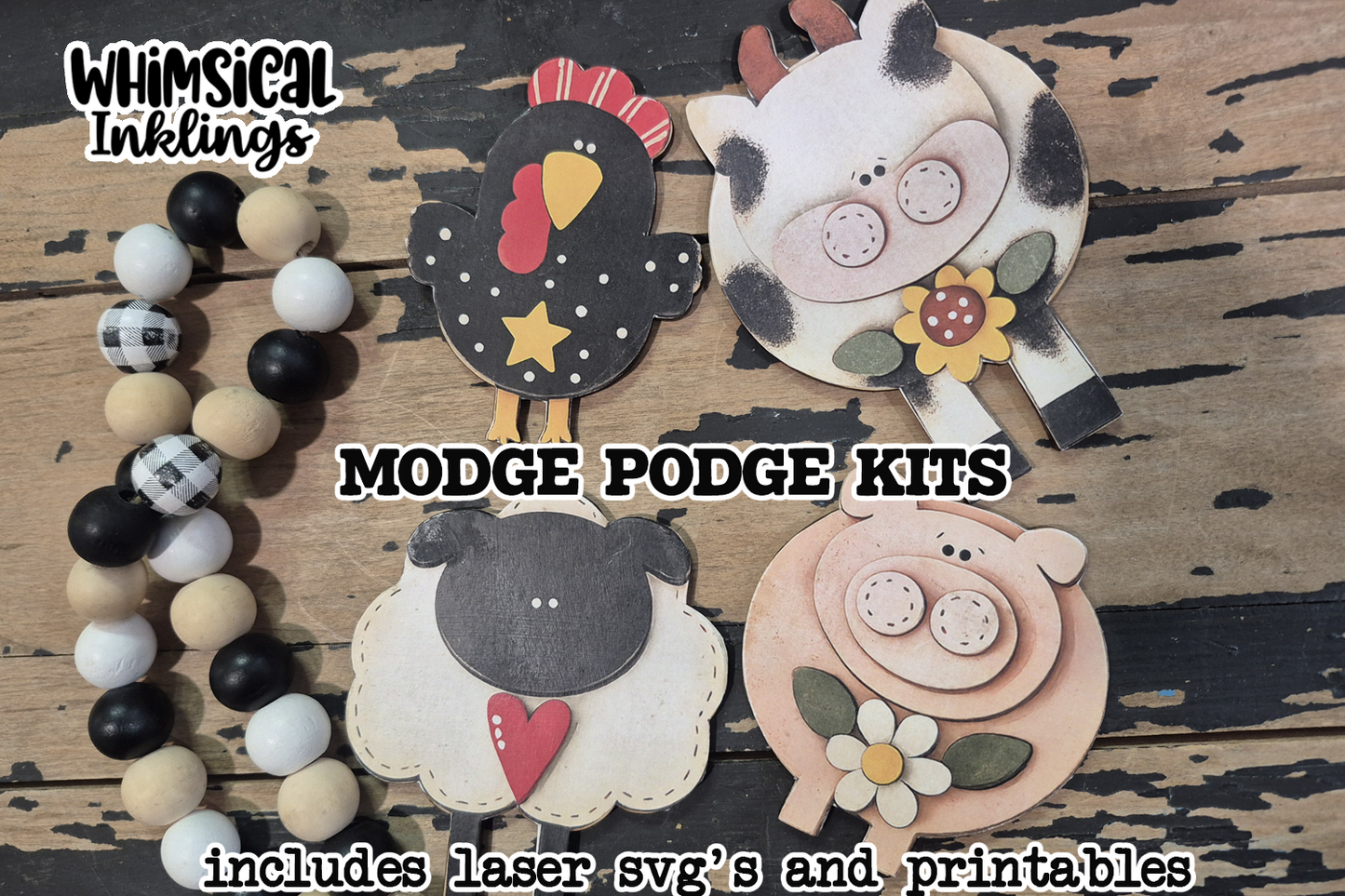 Barn Yard Buddies Magnets Laser SVG's and Printables for Modge Podge| Laser SVG