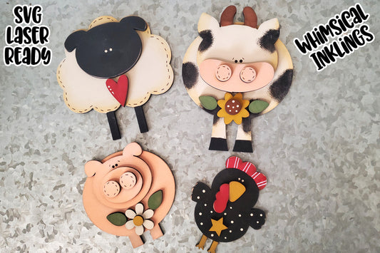 Barnyard Buddies Magnets Laser SVG Set| Farmhouse Laser SVG