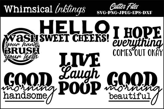 Bathroom Fun SVG Set| Home SVG| Bathroom Signs