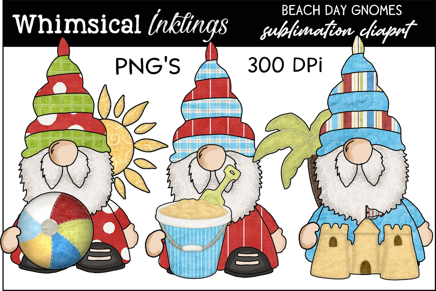 Beach Day Gnomes Sublimation Clipart|Summer Sublimation