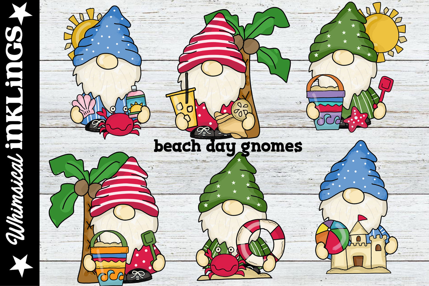 Beach Day Gnomes Sublimation Clipart| Summer