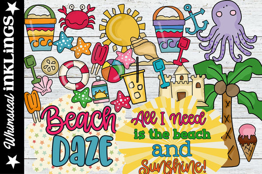 Beach Daze Sublimation Elements Clipart| Summer