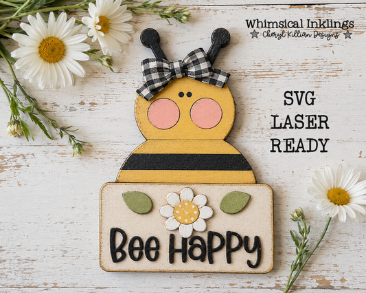 Bee Happy Magnet Laser SVG