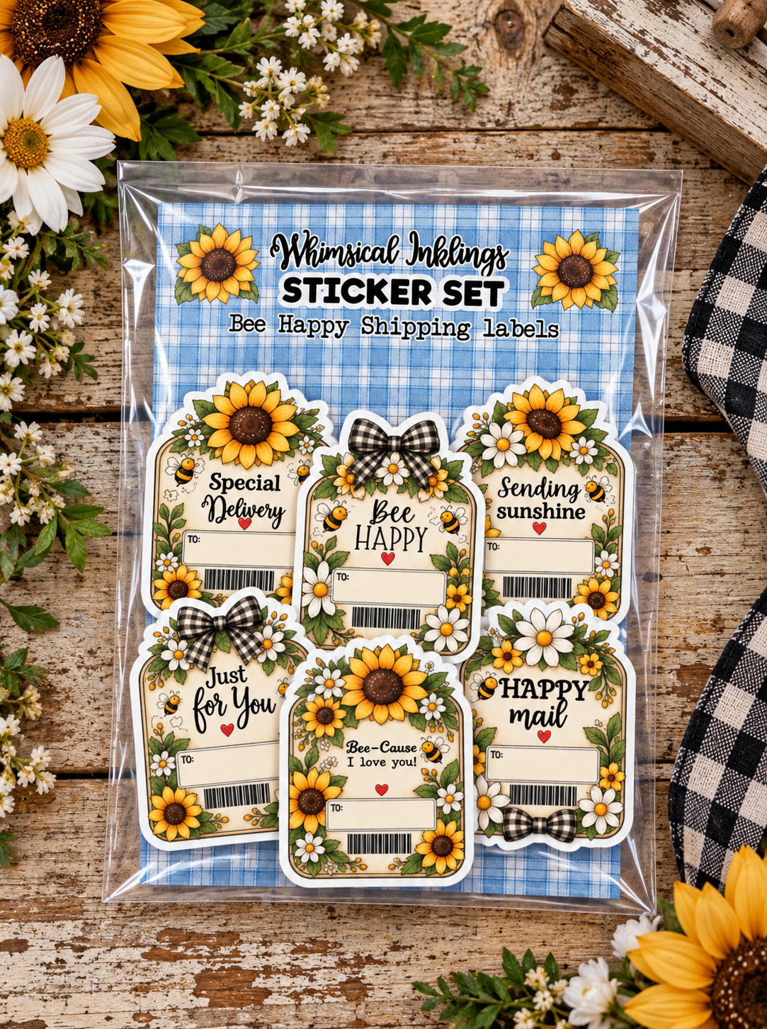 Bee Happy Shipping labels| Bee Stickers