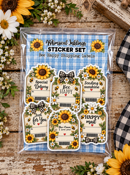 Bee Happy Shipping labels| Bee Stickers