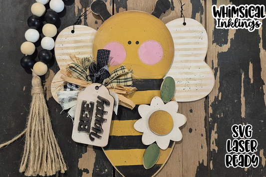 Bee happy Sign Laser SVG