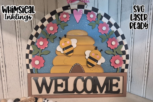 Bee Hive Welcome Sign Laser SVG
