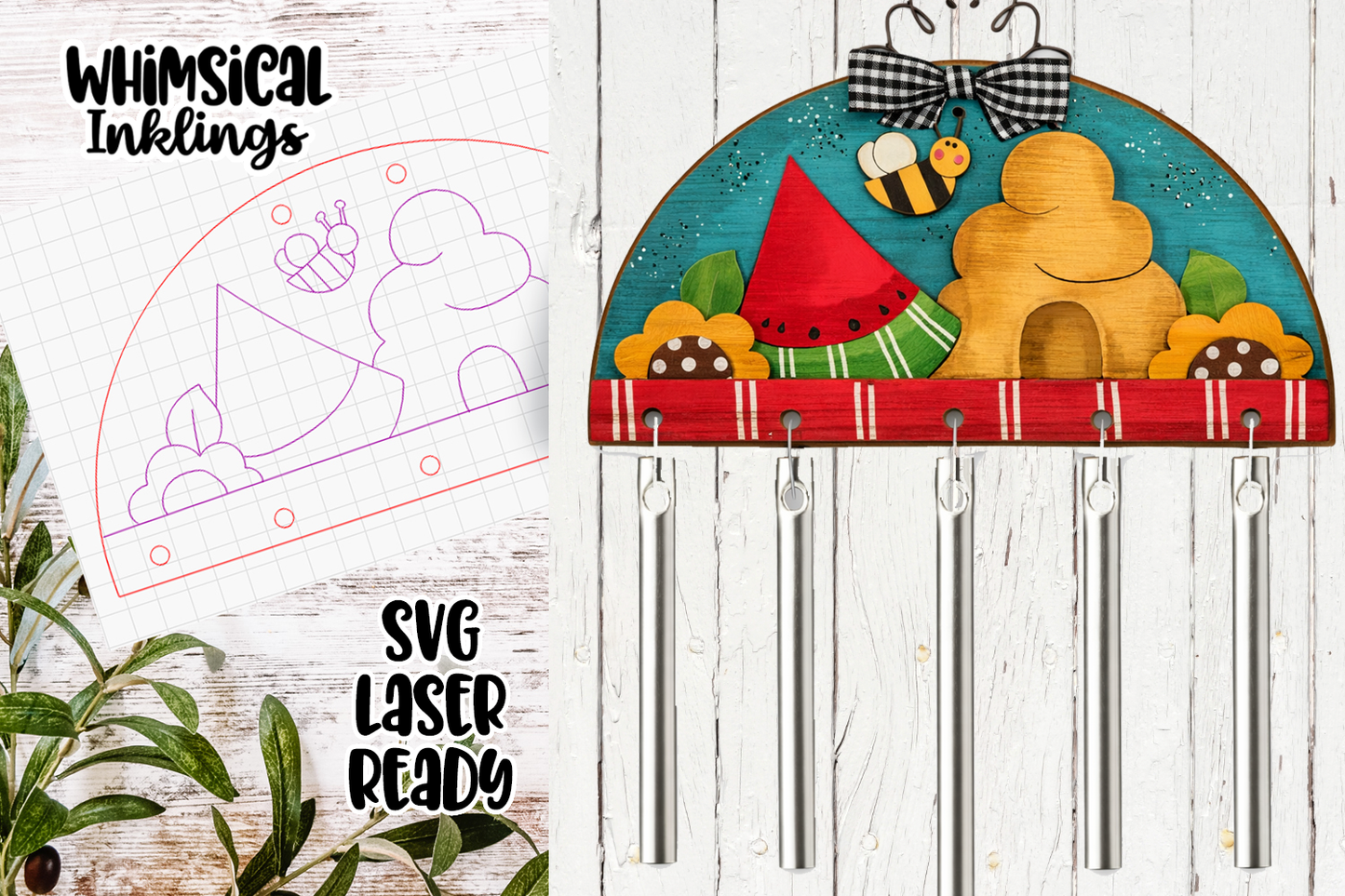 Summer Bee Wind Chime Laser SVG