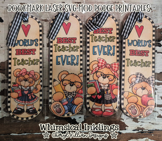 Best Teacher Bookmark Set |Laser SVG| Mod Podge Printables