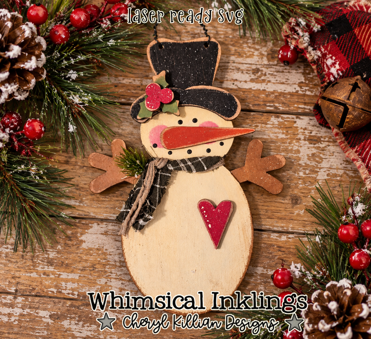 Big Hands Warm Heart Snowman Ornament Laser SVG| Christmas Laser SVG