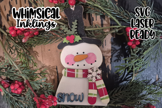 Big Hat Snowman Ornament Laser SVG