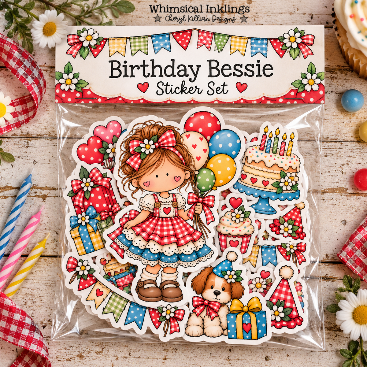 Birthday Bessie Sticker Sheet| Birthday Printable