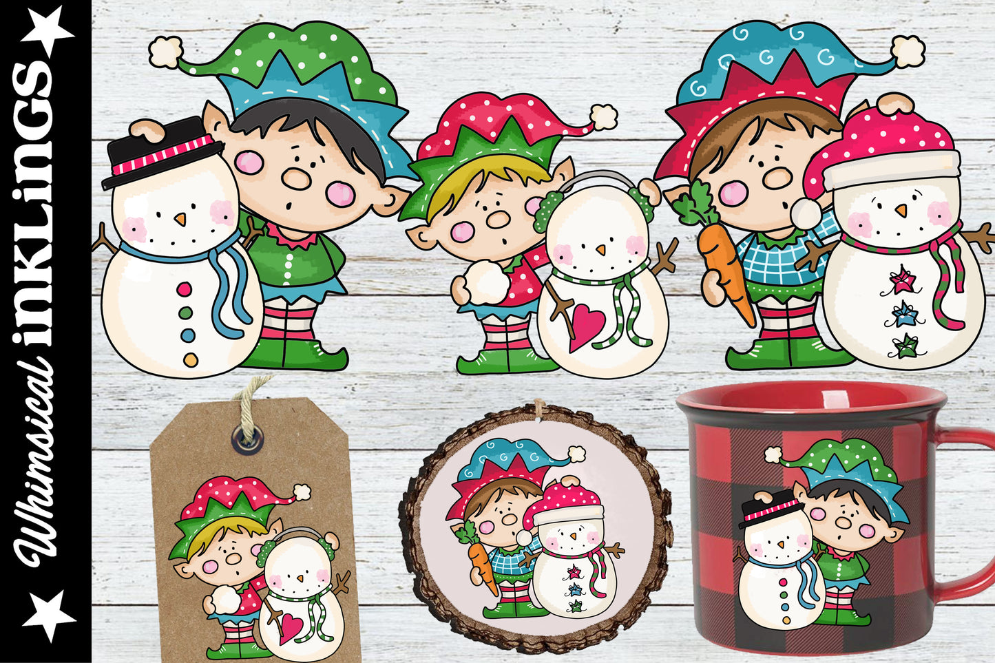 Bitty Elves Sublimation Clipart Bundle| Elf Clipart| Christmas Clipart