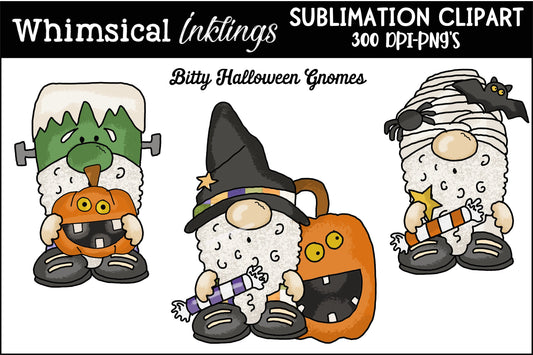 Bitty Halloween Gnomes Sublimation Clipart| Halloween Sublimation