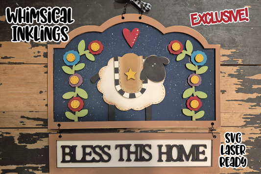 Bless This Home Sheep Sign Laser SVG