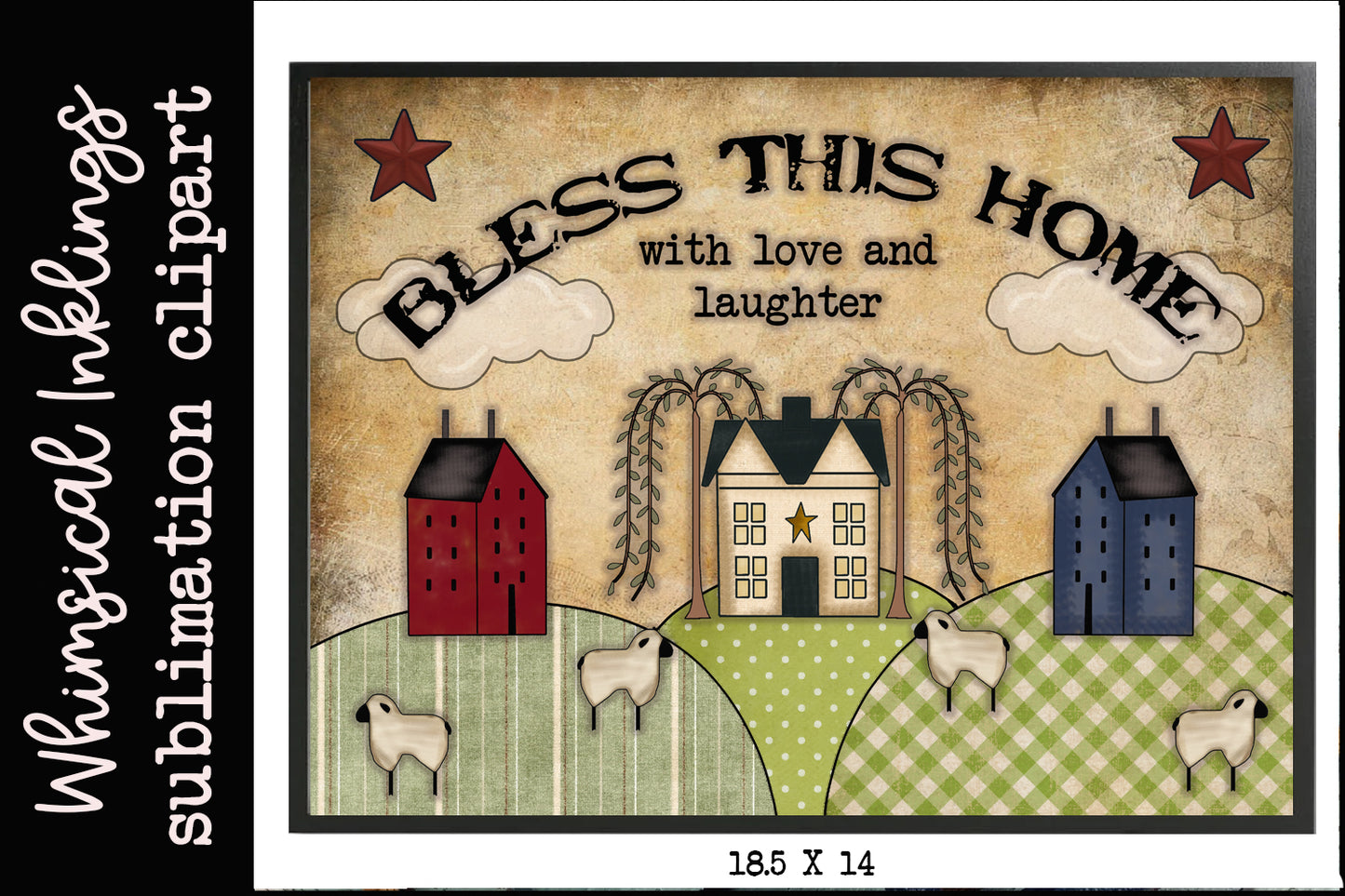 Bless This Home With Love And Laughter Sublimation| Prim| Rustic