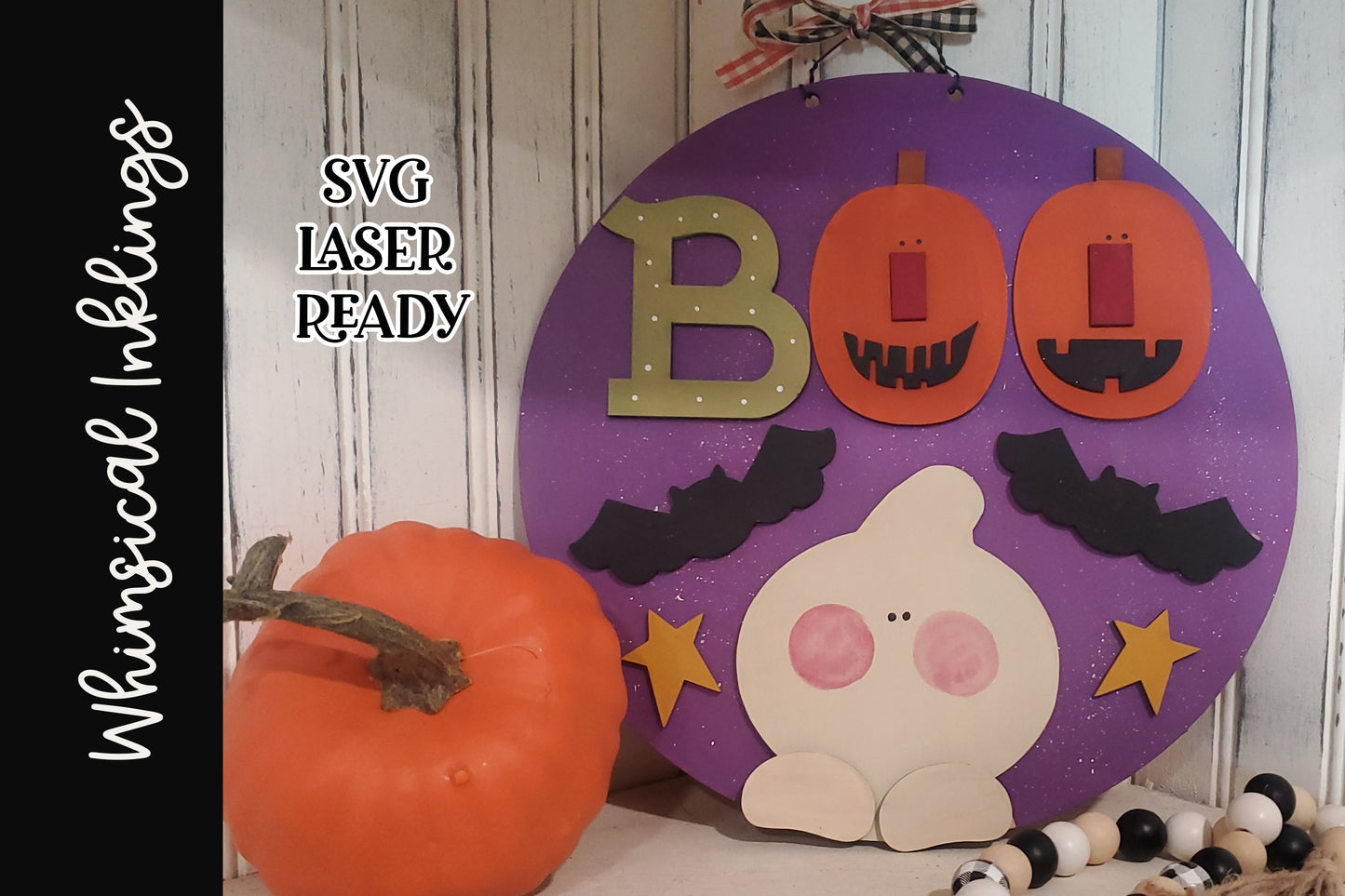 BOO Round Halloween Sign Laser SVG