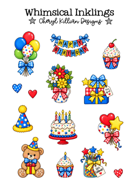 Bright Birthday Sticker Pack| Birthday Stickers