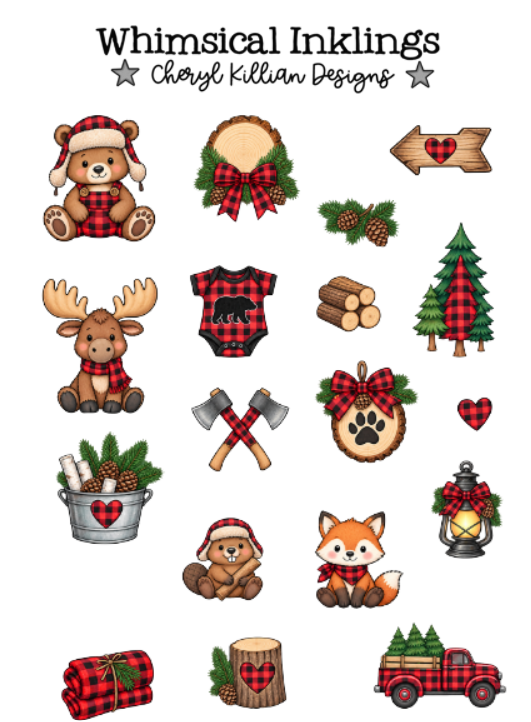 Buffalo Plaid Baby Shower Sticker pack| Baby Shower Stickers