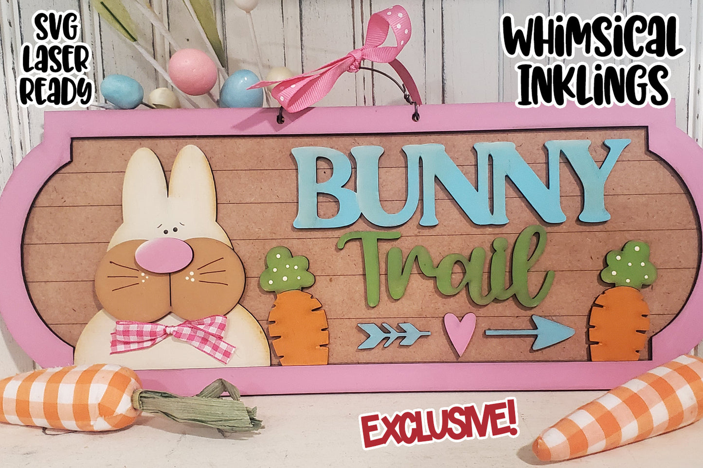 Bunny Trail Easter Sign Laser SVG| Exclusive