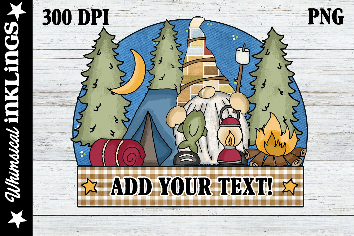 Camping Gnome Scene Sublimation| Nature| Camping Clipart