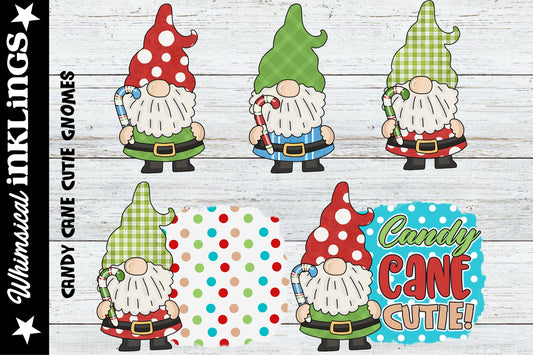 Candy Cane Cutie Gnomes Sublimation Clipart| Christmas