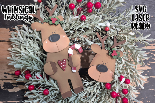 Candy Cane Reindeer Ornament Set SVG