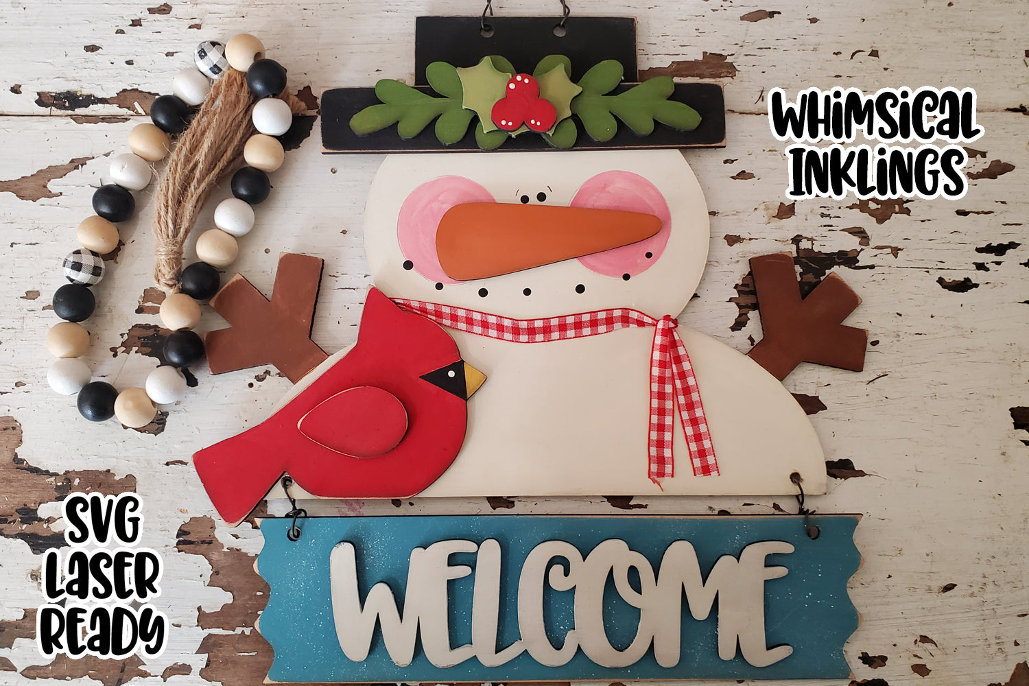 Cardinal Snowman Welcome Sign Laser SVG| Winter Laser SVG – Whimsical ...