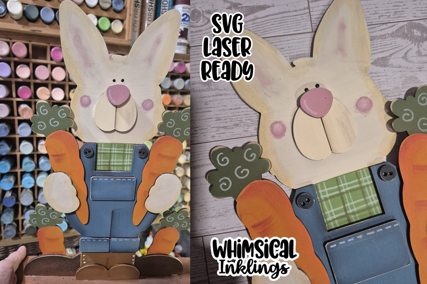 Carrot Farmer Standup Laser SVG |Laser Ready Easter Rabbit
