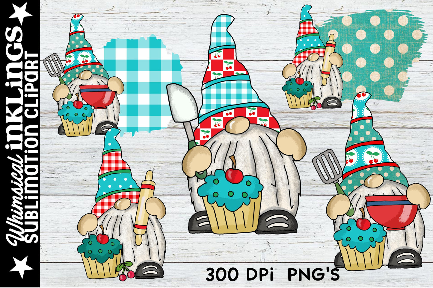 Cherry Cupcake Gnomes Sublimation| Kitchen Gnomes| Baking Sublimation