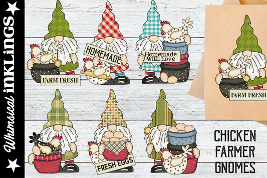 Chicken Farmer Gnomes Sublimation Clipart